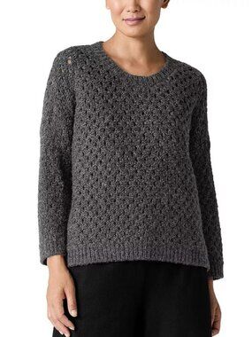 *NWT* EILEEN FISHER PERUVIAN ALPACA WOOL CREW NECK SWEATER_CHARCOAL_M_$298